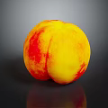 Fresh Ripe Yellow and Red Peach on Black Background with Clear Reflection