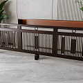 Modern Dark Railing With Vertical Slats And Circular Accents For Interior Design 3d model