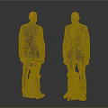 Man In Formal Suit Standing With Dogs In Front And Back Views