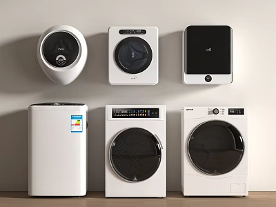 Various Types Of White Washing Machines With Modern Styles For Home Use 3d model