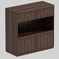 Brown Wooden Tea Cabinet With Drawers Cabinet Doors And Golden Handles