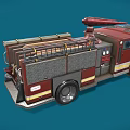 Red Fire Truck With Emergency Lights Ladder And Emblem Design