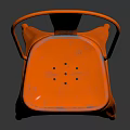 Modern Orange Metal Leisure Chair With Curved Backrest And Hollow Seat