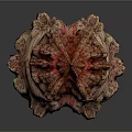 Unique Handcrafted Wood And Stone Decorative Artwork Featuring Intricate Red Brown Textured Details