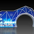 Modern Geometric Archway With Blue Background Future Theme And City Skyline Text Elements 3d model