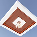 Wooden Framed Ceiling Design With White Center Panel And Decorative Pattern 3d model
