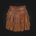 Fashionable Brown Leather Fringed Skirt with Unique Tassel Design Details