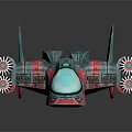 Sci-Fi Spaceship Model With Red And Blue Design Transparent Cockpit And Engines 3d model