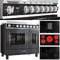 Black Double Oven Kitchen Appliance With Open Door And Modern Design Features