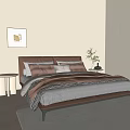 Modern Double Bed With Brown Leather Headboard White Sheets And Wooden Floor