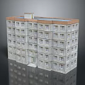 Cartoon Scene Of Multi story Apartment Building With Gray Walls Brown Roof Windows And Entrance