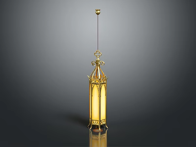 Classic Golden Chandelier With Decorative Hanging Structure And Ornate Design Details 3d model
