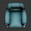 Turquoise Leather Armchair with Silver Armrests and Brown Wooden Legs Classic Design