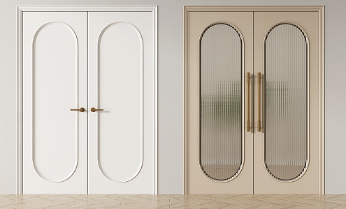 French double door cream double door 3d model