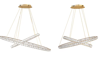 Elegant Crystal Chandelier With Gold Frame Cross Design And Sparkling Crystals 3d model