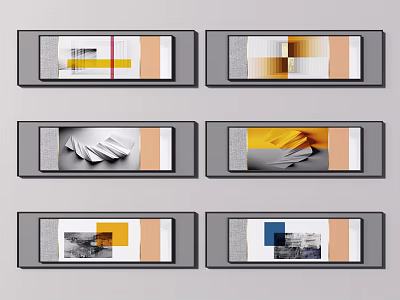 Abstract Wall Artworks With Geometric Patterns And Colorful Elements For Modern Decor 3d model