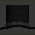 Black Top Hat With Gray Band And Bow On Dark Background 3d model