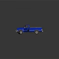 Two Blue Pickup Trucks Parked With Doors Open On Reflective Surface 3d model