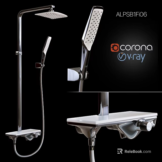 Modern Chrome Faucet Featuring Adjustable Shower Head And Stable Base Design 3d model