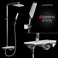 Modern Chrome Faucet Featuring Adjustable Shower Head And Stable Base Design 3d model