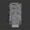 Gray Armored Military Tank 809 With Six Wheels Blue Orange Details And Sensors