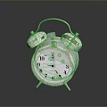 Silver Alarm Clock With Black Dial Two Bells And Reflective Surface On Dark Background 3d model