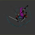 Purple Haired Fantasy Character With Blue Energy Splash And Dynamic Pose