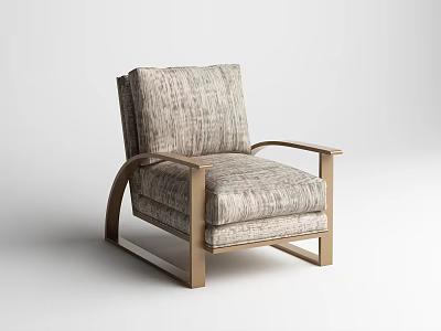 Elegant Modern Single Sofa With Textured Upholstery And Wooden Curved Arms 3d model