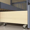 Modern Blue Wooden Bunk Bed With Guardrails And Underbed Storage Drawers