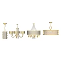 Elegant Modern Chandeliers With Different Designs Metal Frames Lampshades And Geometric Patterns 3d model
