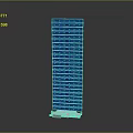 Cartoon Style Tall Blue Solar Panel with Small Blue White Device on Gray Gradient Background