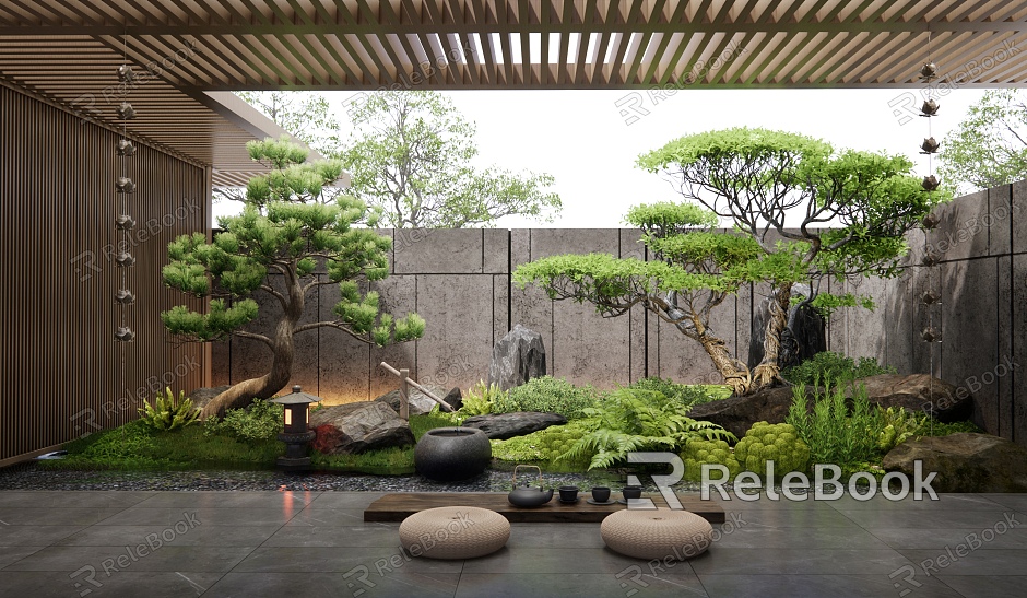 New Chinese Courtyard Courtyard Landscape model