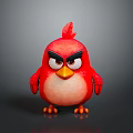 Angry Red Bird Character With Red Feathers Black Eyebrows Yellow Eyes And Orange Claws