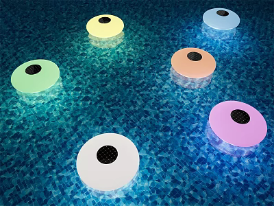 Colorful Floating Outdoor Lights with Multiple Colors Illuminating Swimming Pool Water Surface 3d model