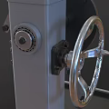 Industrial Equipment With Mobile Base Wheels Vertical Column And Mechanical Arms