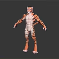 Tiger Human Hybrid Character 3D Model With Striped Fur And Muscular Body
