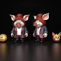Cute Reptile Dolls Wearing Red Hats With Smiley Balls