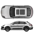 Silver Porsche SUV Exterior Design With Sporty Front Rear Views And Alloy Wheels