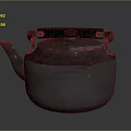 Silver Metal Kettle With Ribbed Surface Black Handle And Lid For Daily Use