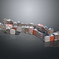 Commercial Street Showcasing Different Colored Buildings and Various Architectural Styles in Urban Layout