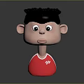 Cute Cartoon Child Figure With Black Curly Hair And Red Shirt