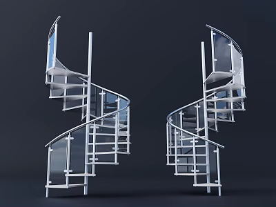 Stairs Ladder Villa Ladder Industrial Wind Ladder Rotary Ladder LOFT Ladder Guardrail Stairs 3D Model 3d model