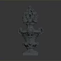 Elegant Ornate Decorative Sculpture With Intricate Carvings Square Base And Floral Top