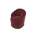 Burgundy Velvet Accent Chair with Scalloped Backrest and Tassel Trim for Elegant Living Space