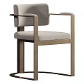 Modern Upholstered Dining Chair With Metal Frame And Comfortable Armrest Design