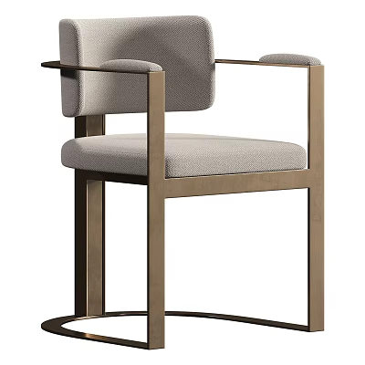 Modern Upholstered Dining Chair With Metal Frame And Comfortable Armrest Design 3d model