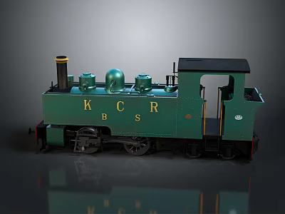 Vintage Green Steam Train Model with KCR BSS Lettering Black Roof and Yellow Chimney 3d model
