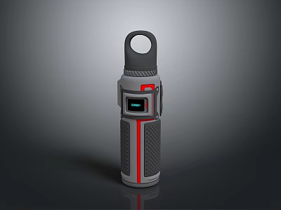 Modern Gray Weapon With Loop Top Digital Screen Red Stripe And Textured Surface 3d model