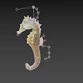 Striking Green And Pink Seahorse With Textured Body Curled Tail And Delicate Fins