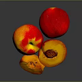 Fresh Juicy Red and Yellow Peaches With Sliced Flesh and Visible Pit